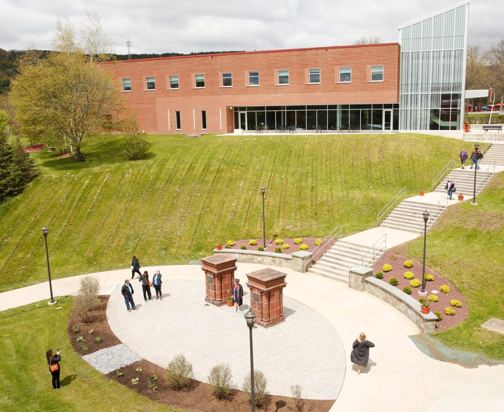 The two pillars at SUNY Oneonta's campus