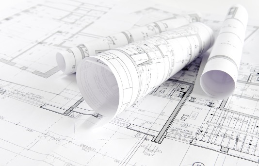 blueprints rolled up
